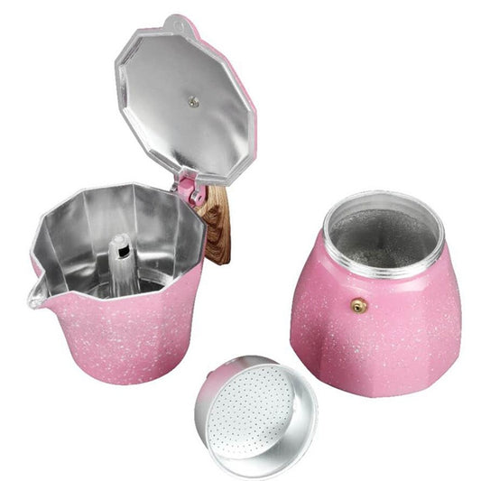 European Aluminum Coffee Pot with Octagonal Design and Coffee Cup