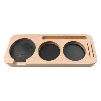 Solid Wood Coffee Tamping Station for Perfect Espresso Preparation