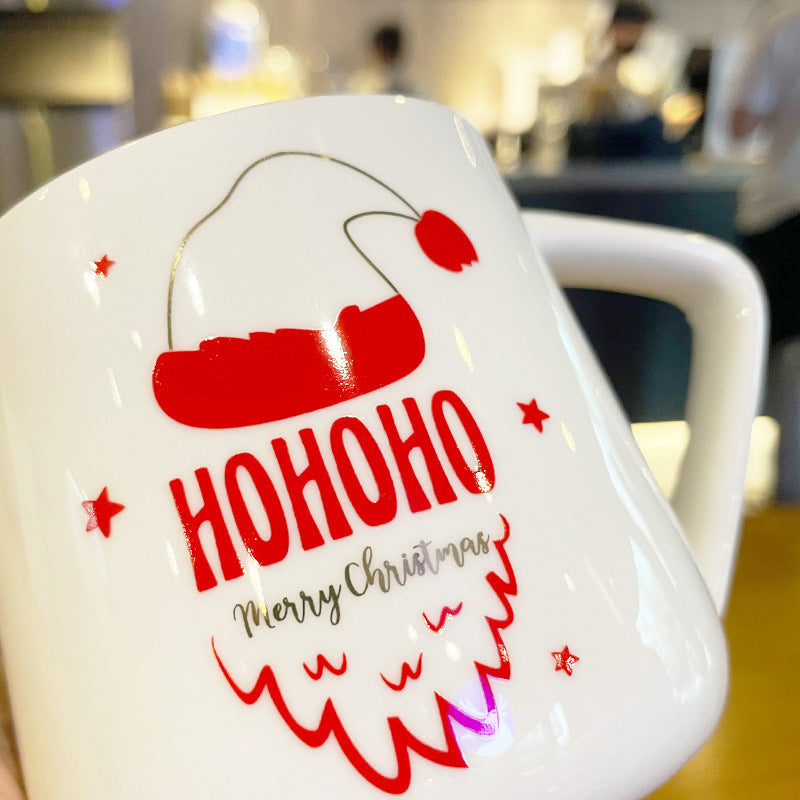 Christmas Ceramic Cup Mug With Cover With Spoon Coffee Cup