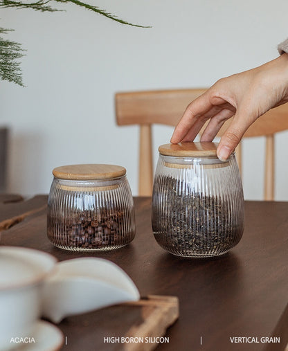 Vertical Bamboo Glass Storage Jar with Airtight Seal for Effortless Organization