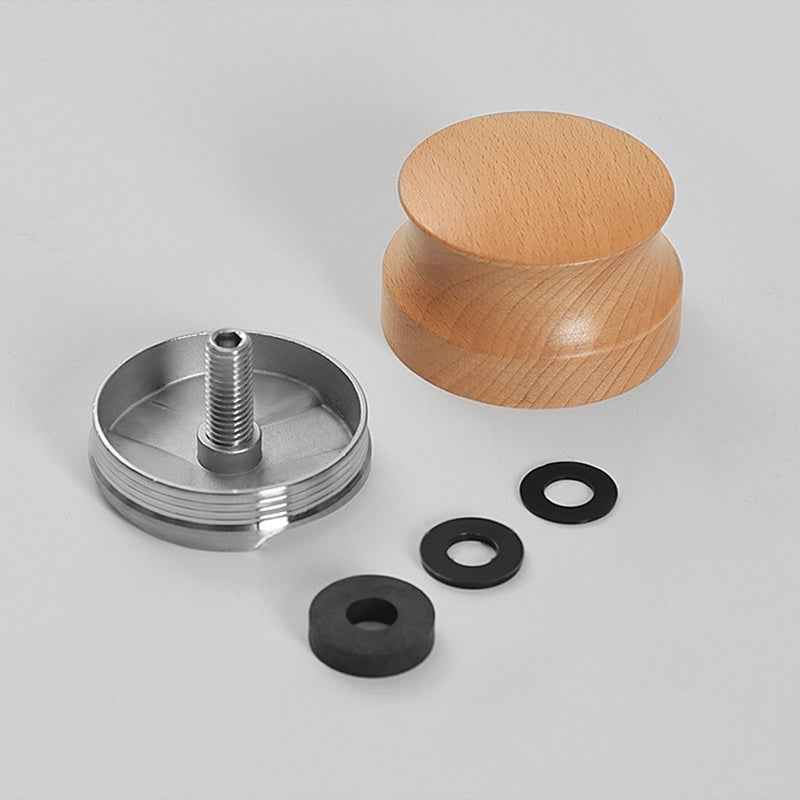 Adjustable Coffee Tamper and Distributor with Wooden Handle for Perfect Espresso Extraction