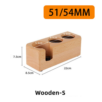 Coffee Machine Handle Bracket for Italian Press - Solid Wood Coffee Powder Base with Cloth Pad