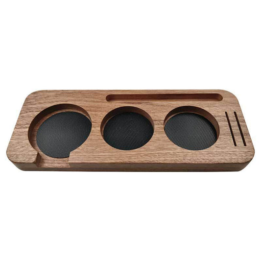 Solid Wood Coffee Tamping Station for Perfect Espresso Preparation