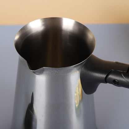 Portable Stainless Steel Coffee Pot with Foldable Handle for Easy Brewing