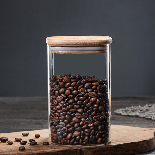 Square Glass Storage Jar - Airtight Transparent Glass Jar for Kitchen Organization
