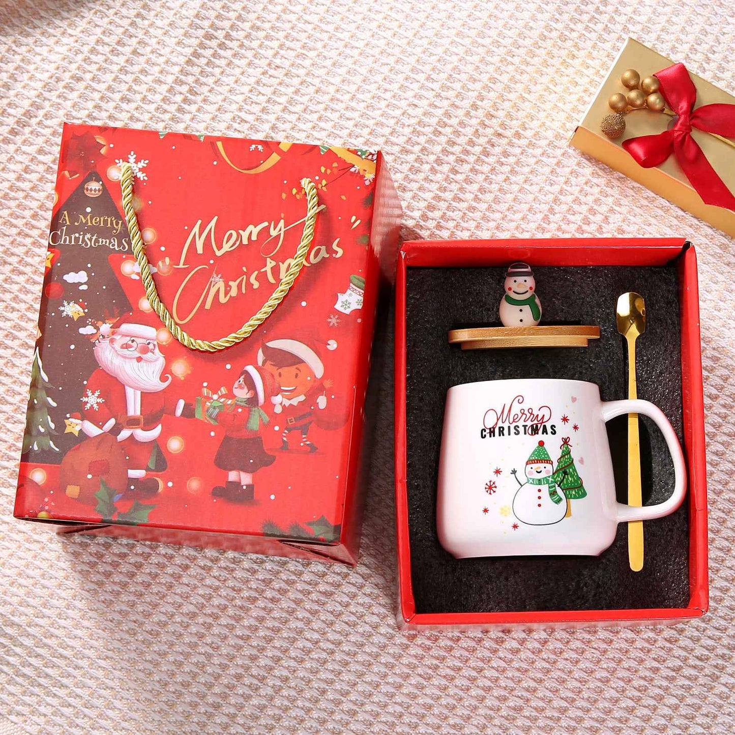 With Cover Spoon Santa Claus Gift Christmas Ceramic Cup Set