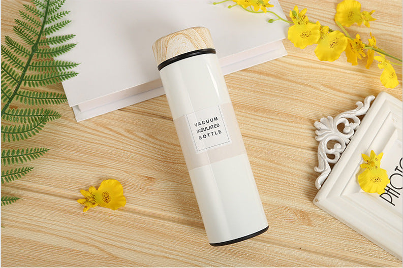 Stainless Steel Vacuum Flask Creative Fashion Cute Wood Grain Cover