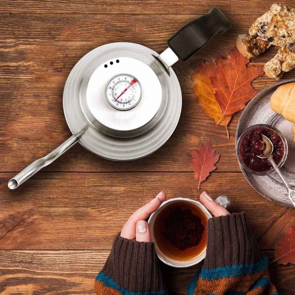 Gooseneck Kettle 304 stainless steel hand punch coffee pot with thermometer