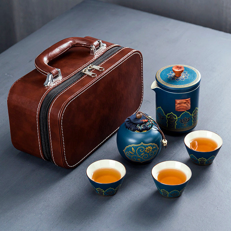 Ceramic Portable Travel Tea Set Gift Box