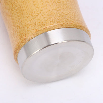 Stainless Steel Vacuum Flask - Eco-Friendly Bamboo Insulated Bottle for Sustainable Living