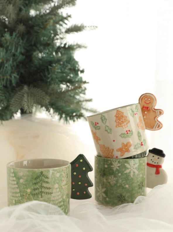 Cinnamon-flavored Christmas Hand-painted Gingerbread Man Ceramic Mug