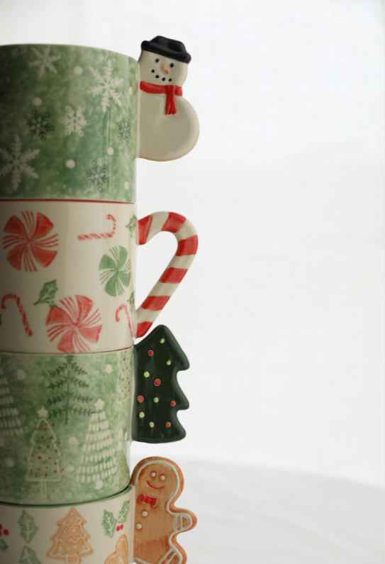 Cinnamon-flavored Christmas Hand-painted Gingerbread Man Ceramic Mug