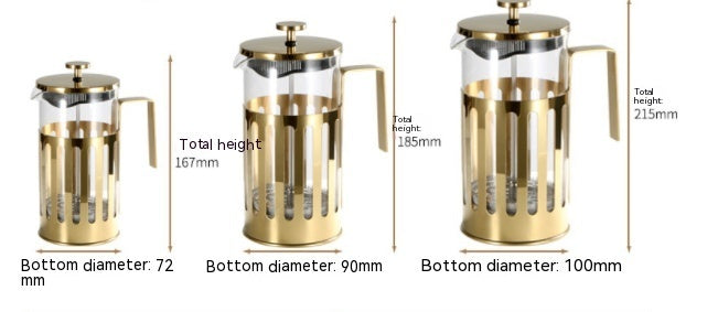 Hand Press Stainless Steel French Coffee Pot for Effortless Home Brewing