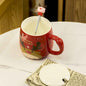 Cartoon Milk Cup With Lid Spoon Ceramic