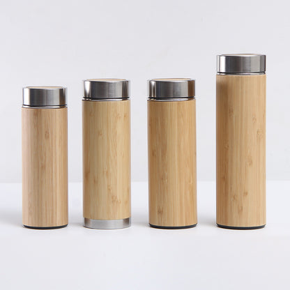 Stainless Steel Vacuum Flask - Portable Bamboo Travel Mug for Car