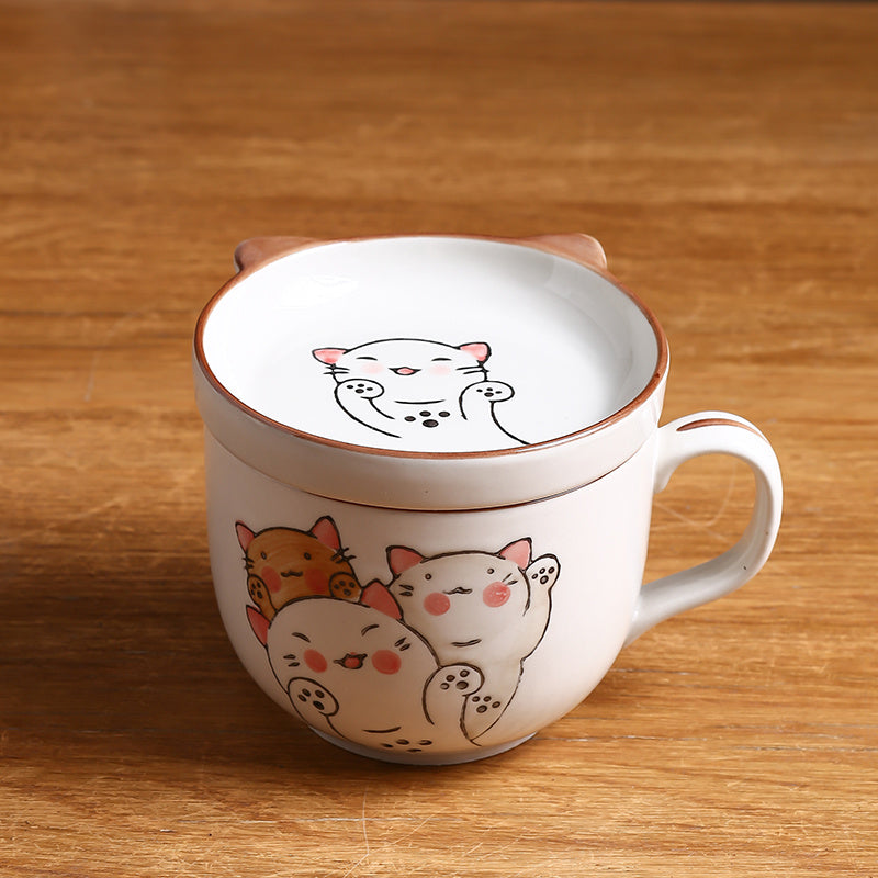 Ceramic Cup Gift Set with Lid, Large Capacity and Spoon Set in Gift Box