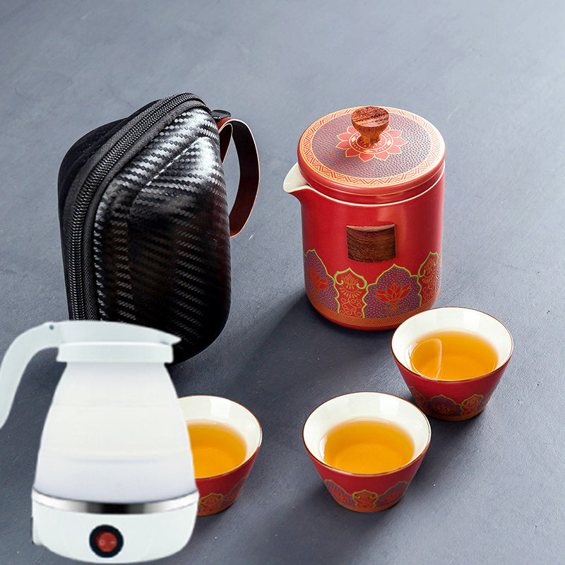 Ceramic Portable Travel Tea Set Gift Box