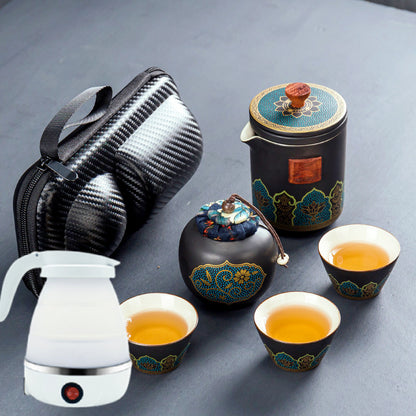 Ceramic Portable Travel Tea Set Gift Box