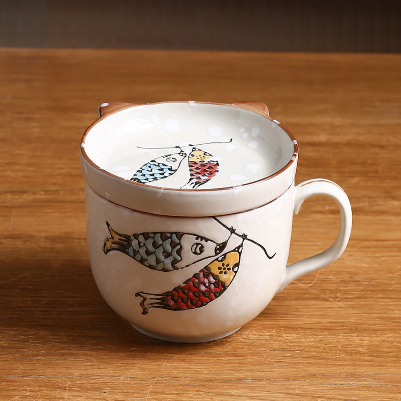 Ceramic Cup Gift Set with Lid, Large Capacity and Spoon Set in Gift Box