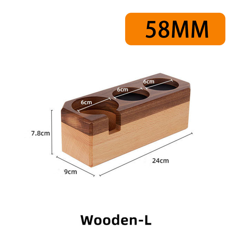 Coffee Machine Handle Bracket for Italian Press - Solid Wood Coffee Powder Base with Cloth Pad