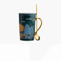 Coffee Ceramic Cup With Lid Spoon
