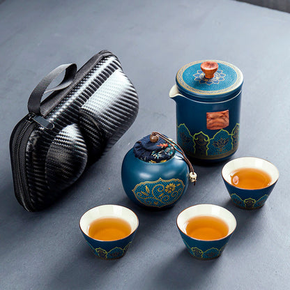 Ceramic Portable Travel Tea Set Gift Box