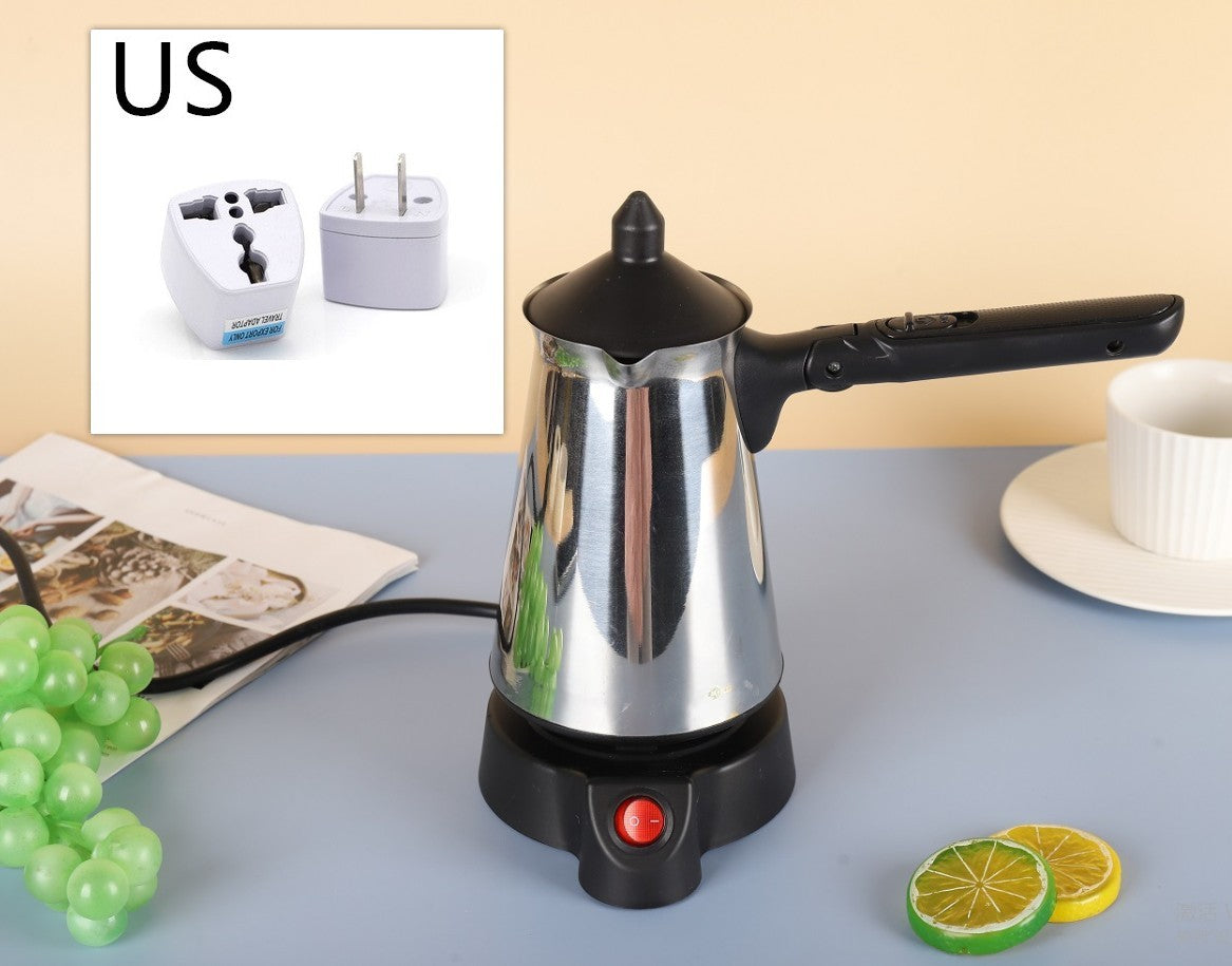 Portable Stainless Steel Coffee Pot with Foldable Handle for Easy Brewing
