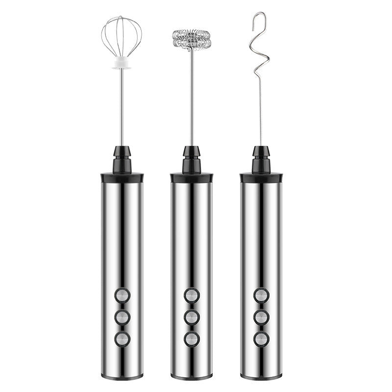 Rechargeable Milk Frother - Three-Head Handheld Electric Beater Mixer