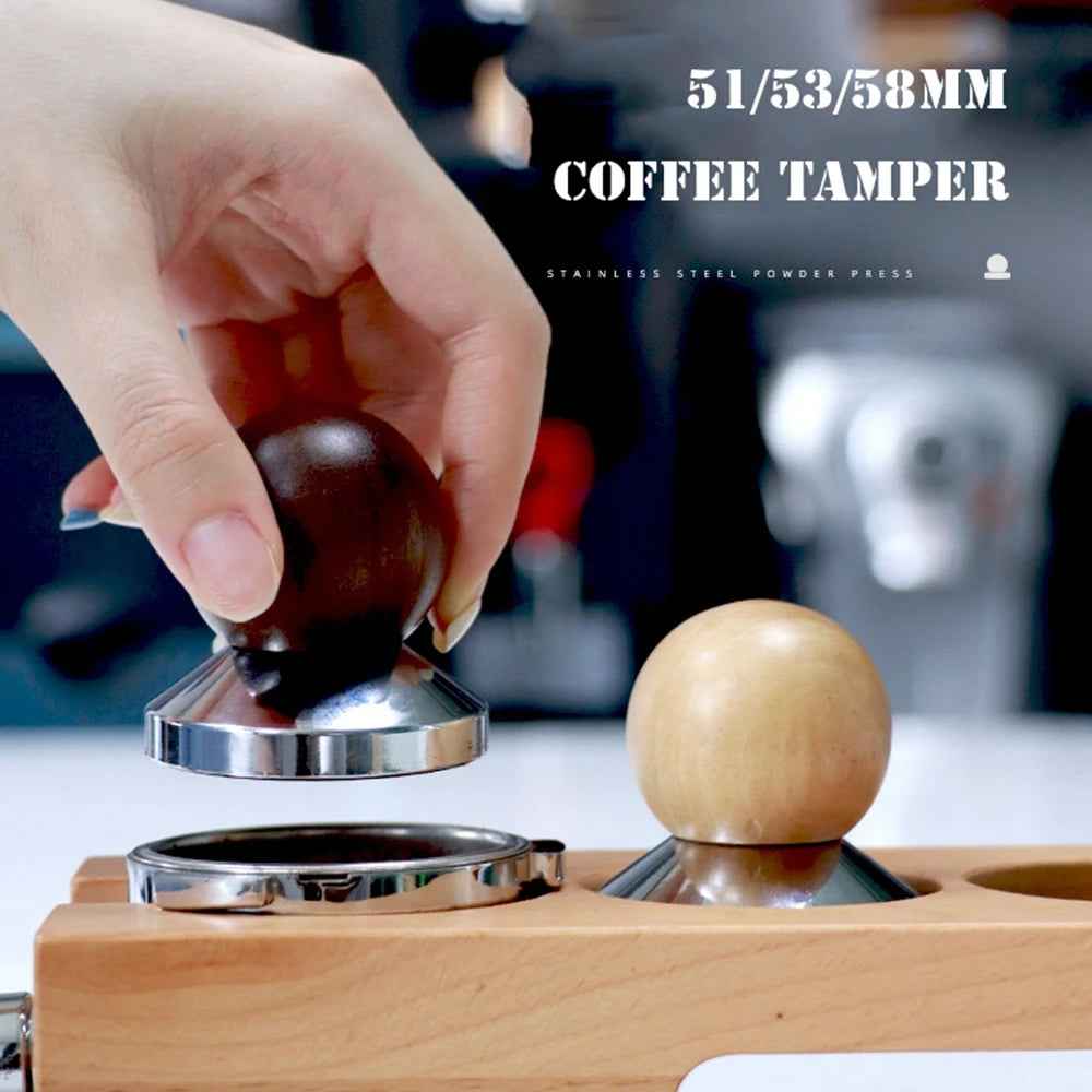 Round Coffee Tamper with Walnut and Beech Handle