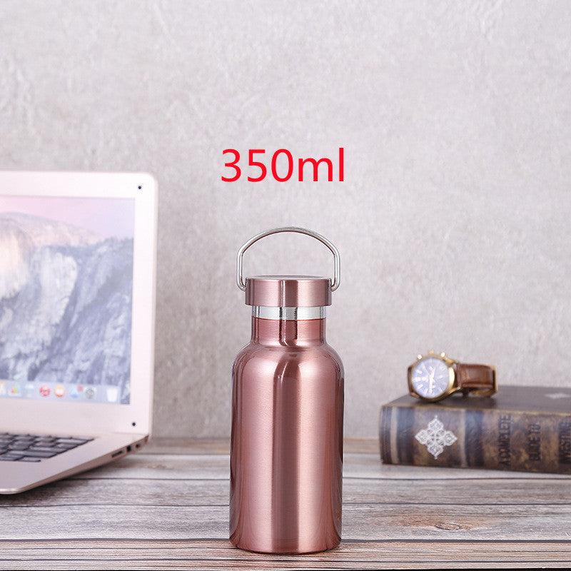 Large-capacity Sports Bottle with 304 Rose Gold Stainless Steel Vacuum Flask and All-Steel Lid
