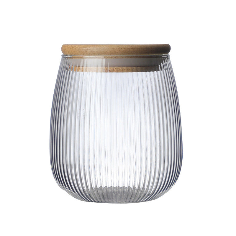Vertical Bamboo Glass Storage Jar with Airtight Seal for Effortless Organization