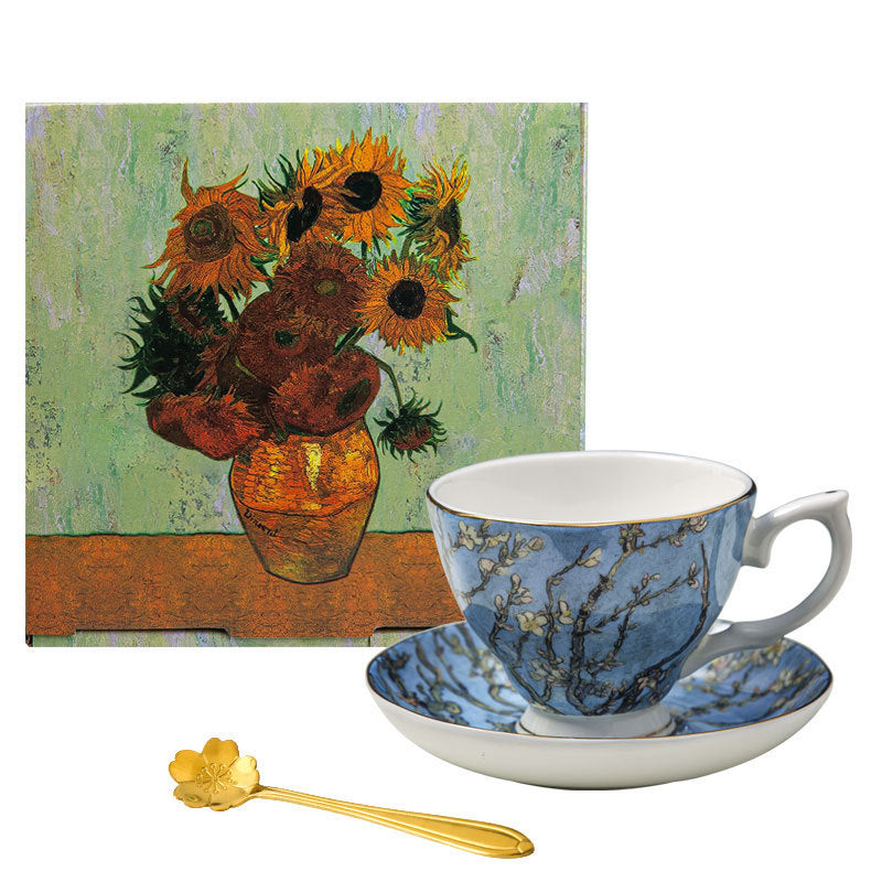 Van Gogh Coffee Cup Gift Box – Elegant Bone China Mug for Home Use