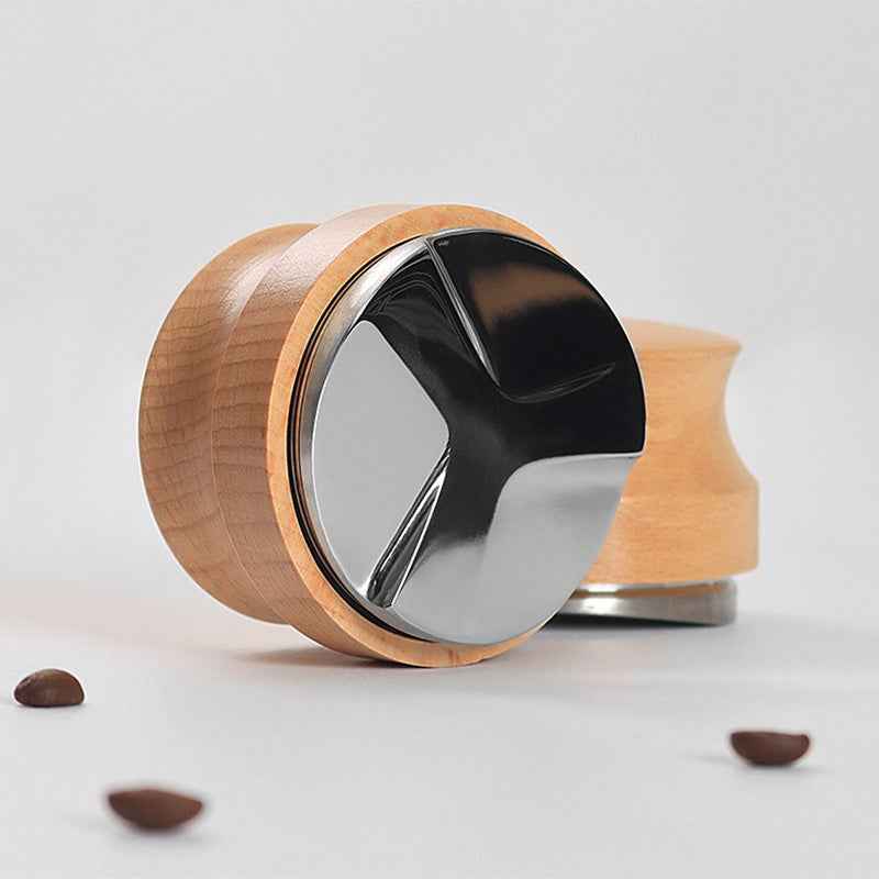 Adjustable Coffee Tamper and Distributor with Wooden Handle for Perfect Espresso Extraction