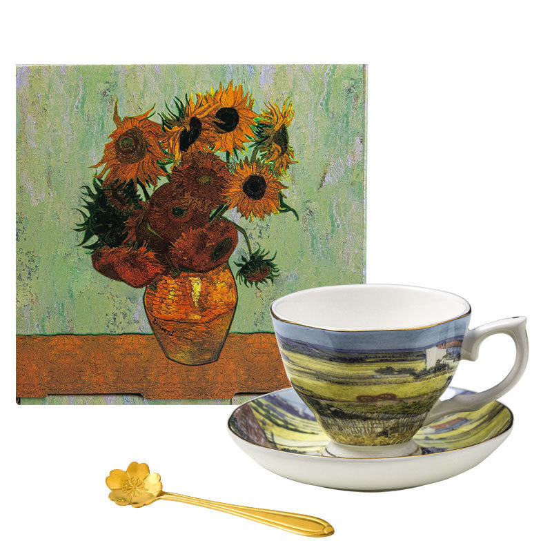 Van Gogh Coffee Cup Gift Box – Elegant Bone China Mug for Home Use