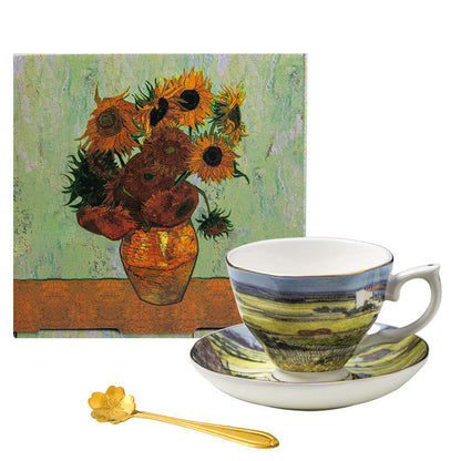 Van Gogh Coffee Cup Gift Box – Elegant Bone China Mug for Home Use