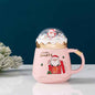 Fashion Creative Ceramic Santa Claus Gift Cup With Lid Spoon