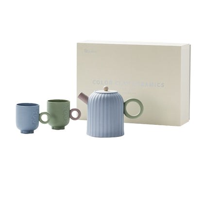 Flower Teapot Gift Box with Teacup Set for Elegant Home Living Room Decor