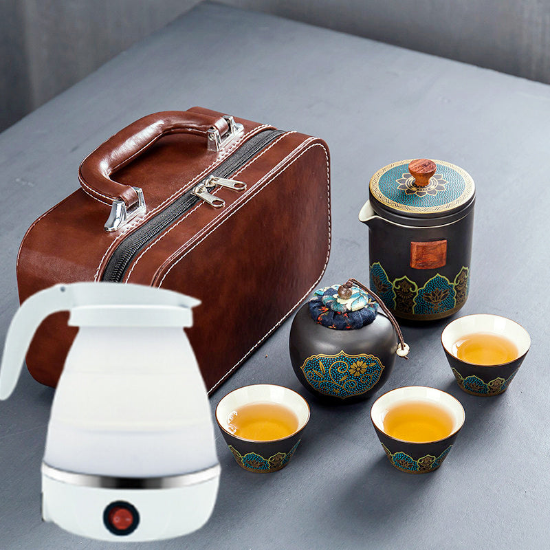 Ceramic Portable Travel Tea Set Gift Box