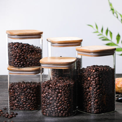 Square Glass Storage Jar - Airtight Transparent Glass Jar for Kitchen Organization