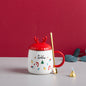 Christmas Mug With Lid Spoon Snowman Ceramic Mug