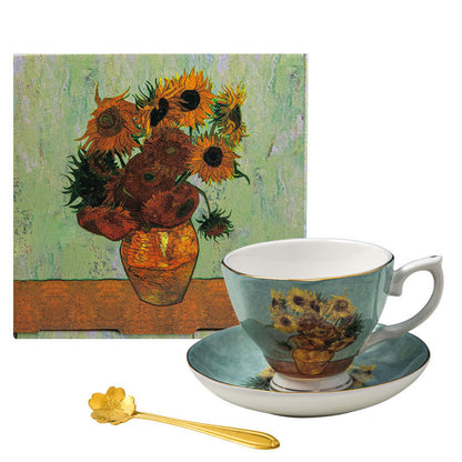 Van Gogh Coffee Cup Gift Box – Elegant Bone China Mug for Home Use