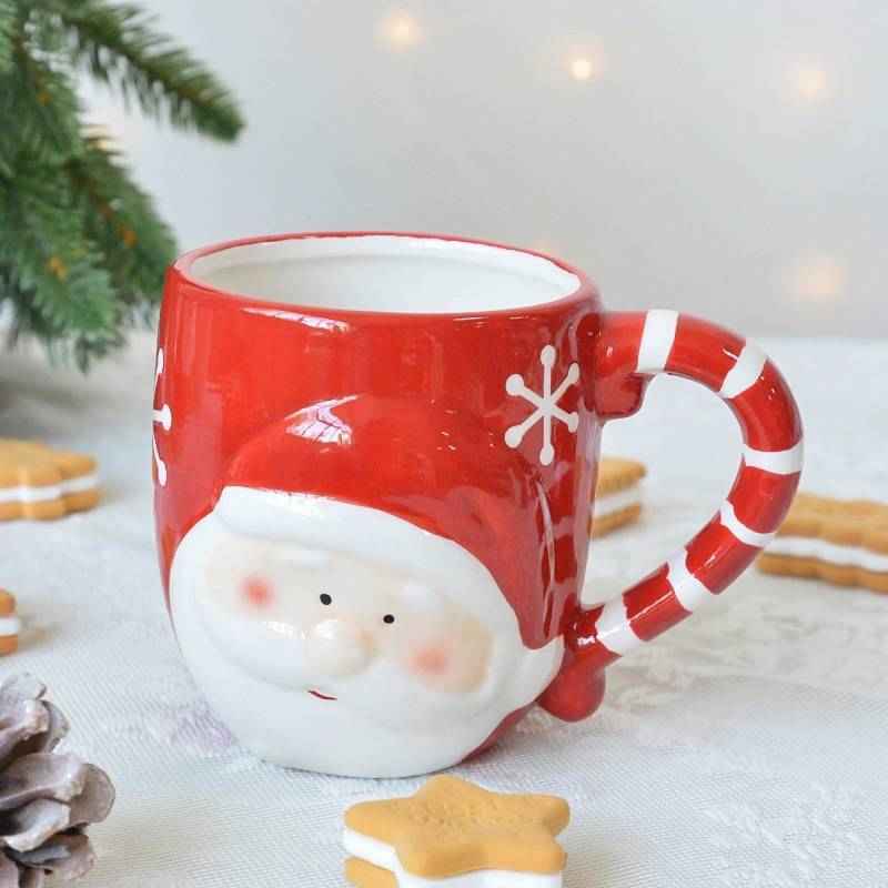 Stereoscopic Ceramic Large Capacity Handle Christmas Mug