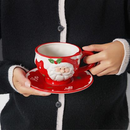 Three-dimensional Hand-painted Santa Claus Ceramic Coffee Set Suit