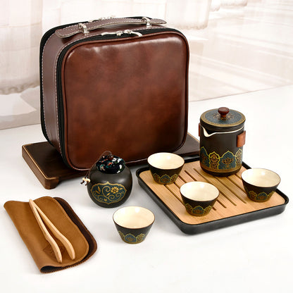 Ceramic Portable Travel Tea Set Gift Box