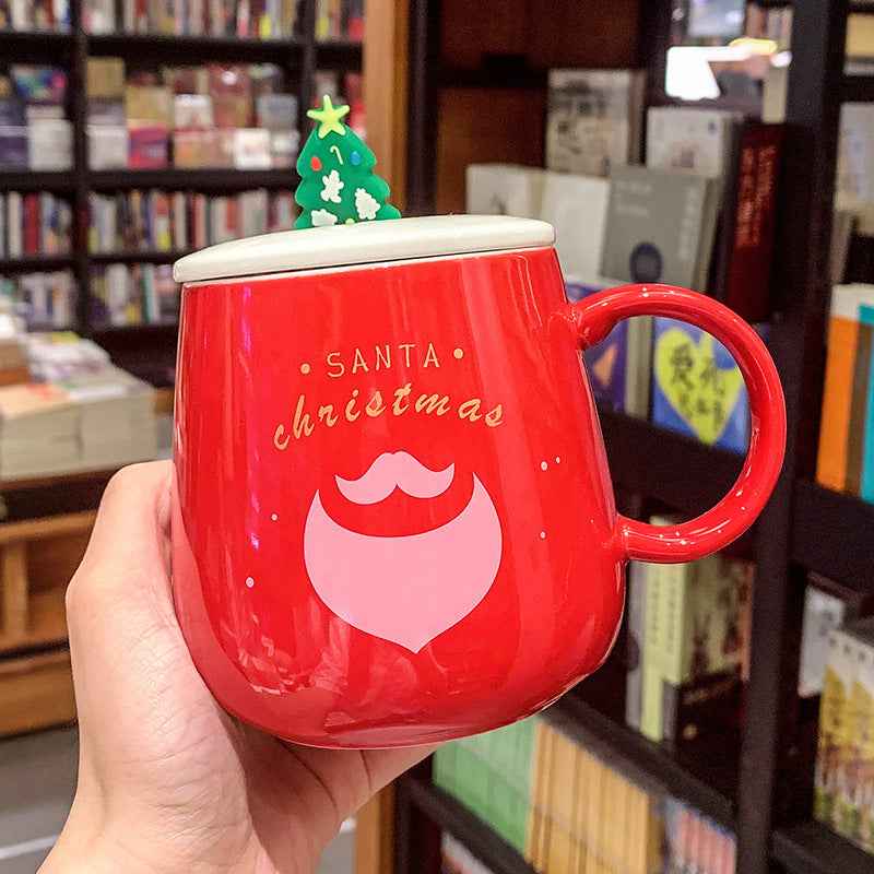 Ceramic Creative Home Coffee Cup With Lid Spoon