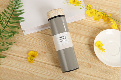 Stainless Steel Vacuum Flask Creative Fashion Cute Wood Grain Cover
