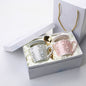 European Marbled Gold Rim Mug Set - Elegant Gift Box Coffee Cups for Special Occasions