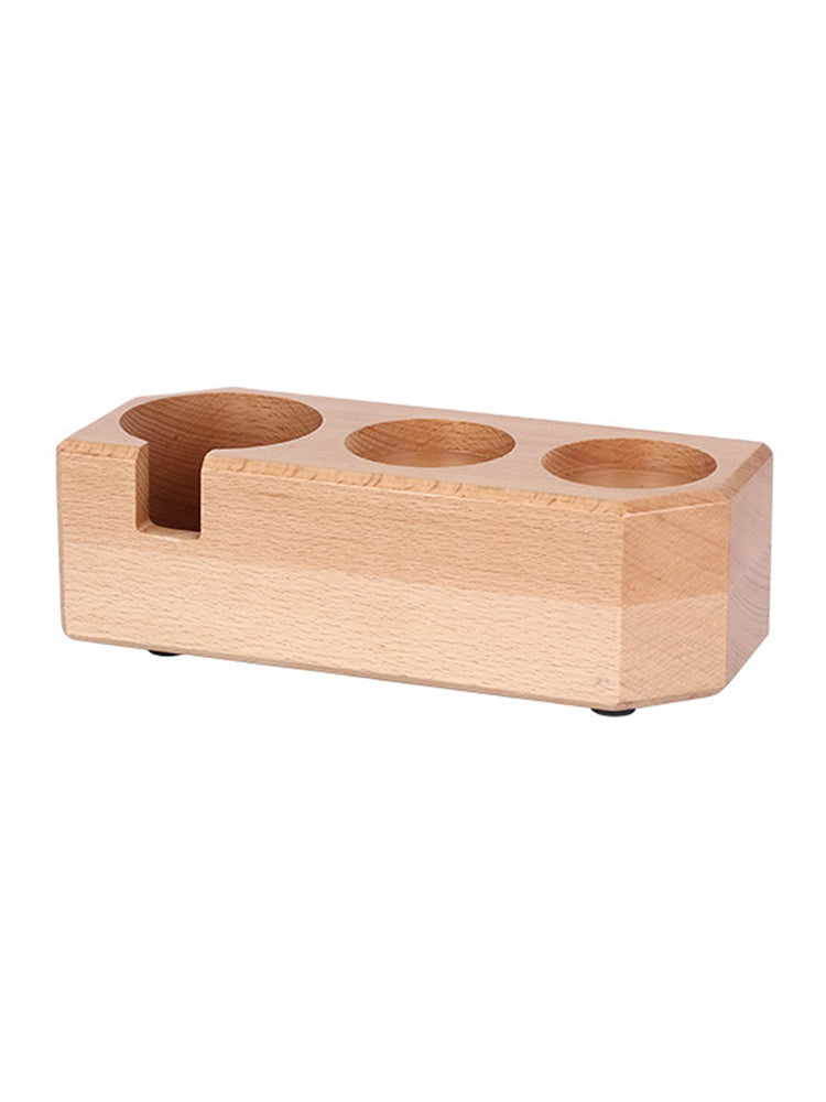 Coffee Machine Handle Bracket for Italian Press - Solid Wood Coffee Powder Base with Cloth Pad