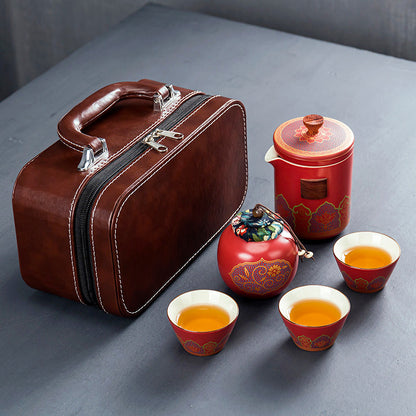 Ceramic Portable Travel Tea Set Gift Box