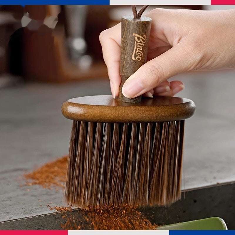 Vintage Wood Coffee Grinder & Crevice Cleaning Brush